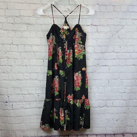 American Eagle Dress Babydoll Corset Black Floral Tiered Slip Sundress Summer - Picture 7 of 11